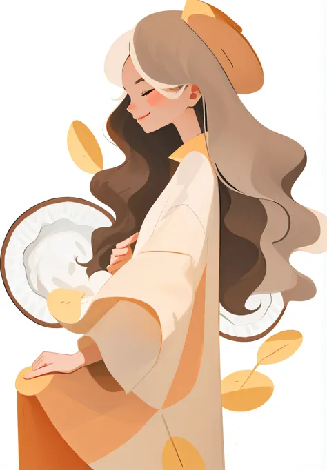 There was a woman in a hat and a dress squinting and smiling, the corners of her mouth raised, in style of digital illustration, A beautiful artwork illustration, Flat illustration, Detailed 2D illustration, 数字插图 -, 2 d illustration, 2D illustration, Styli...