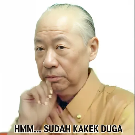 arafed image of a man with a hand on his chin, funny meme, lee kuan yew, fujita goro!, daigo ikeno, (((luke chueh))), meme, meme format, funny meme photo, kuntilanak, surreal!!!, kim jung giu, lokah samastah sukhino bhavantu