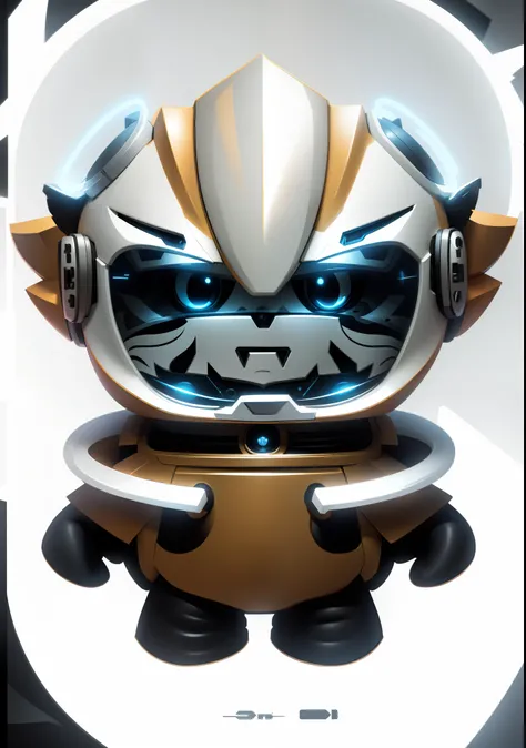 Cartoon character of robot wearing helmet and goggles,  cute cyber gods, advanced digital chibi art, this character has cryokinesis,  Tiger IP, mecha anthropomorphic penguin, Male robot, With robot tiger, with futuristic gear and helmet, Varguyart style, A...