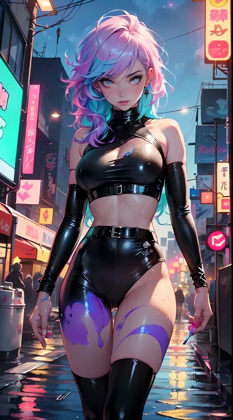 cute cartoon girl,(((1girl))),((extremely cute cartoon girl with liquid paint hair)),

(large breasts:1.4),(((very long hair,absurdly long hair,hair down to the waist,liquid paint hair:1.1,neon purple hair|neon pink hair|neon blue hair|neon aqua hair|purpl...