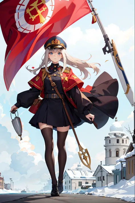 Soviet girl, SOVIET UNION,comunista,bandeira vermelha, uniforme militar