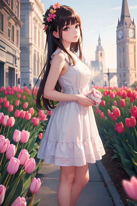 a pretty girl, dressed in tulip dress, full body portrait, nice perfect face with perfect face, hyper realistic concept, 8k resolution, photography quality, posing for a photo, photo realistic,