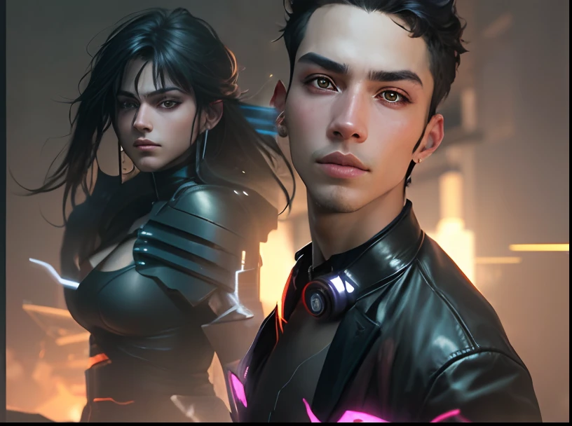 Change background cyberpunk handsome boy realistic face