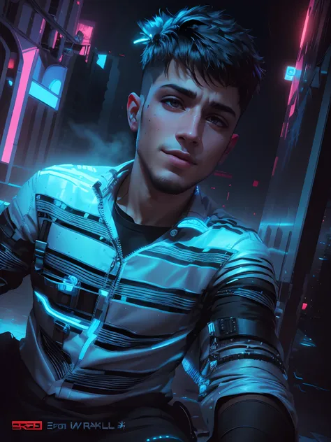 Change background cyberpunk handsome boy , realistic face. 8k ultra realistic,