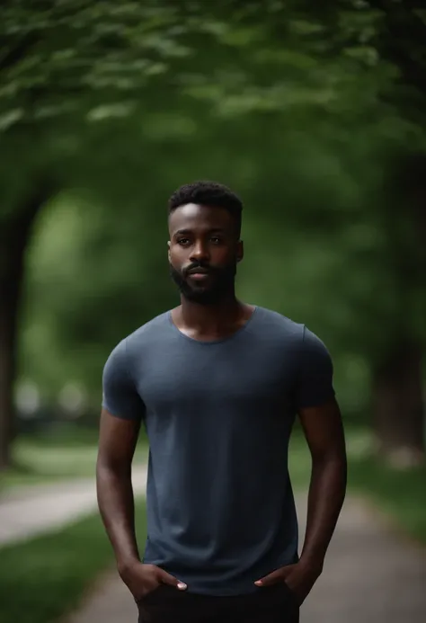 Portrait of a a young dark skin ,slightly square head shape,beard and short dark hair,little eyes,little lips,fade hairstyle ,out door ,at the university of montreal