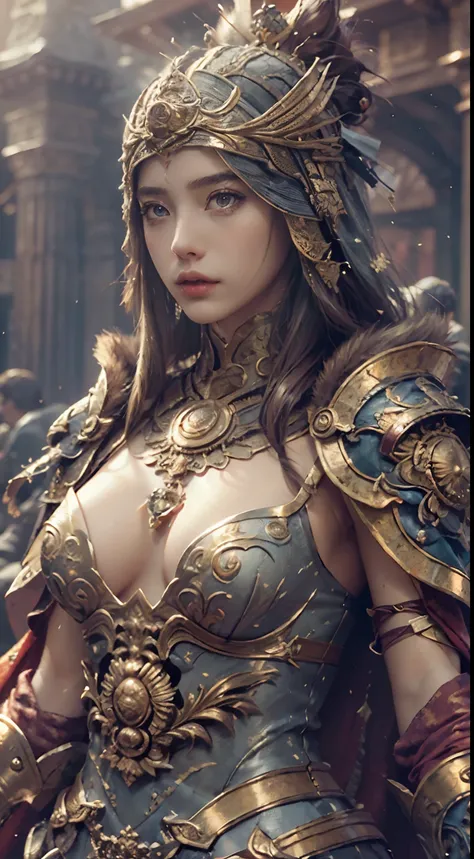 ((Masterpiece))), ((Best Quality))), ((Ultra Detailed)), (Surreal), (Highly Detailed CG Illustration), Cinematic Light, Realistic, Very Beautiful Young Lady,Sexy, Light Makeup,, Intricate Details EABA, Red Cloak, Spear