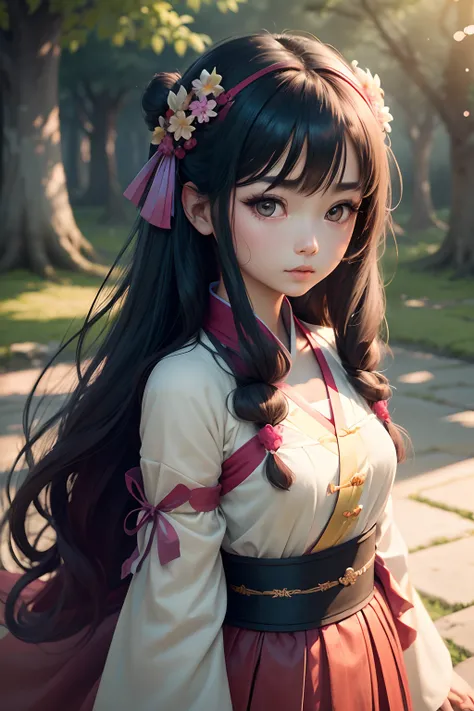 High definition, Anime, polish, soft, sweet looking, colorful, 1girl, Modern Girl, Mulan, Long Wavy Hair, Upper Body, Fairytale, Beautiful eye, petite face, Asian Style, exquisite Face, Big eye