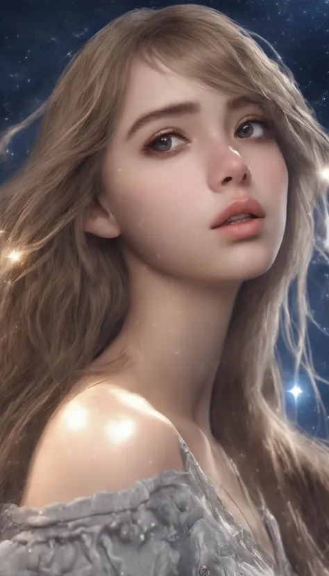 (best quality, high resolution, masterpiece:1.2), ultra-detailed (realistic, photorealistic:1.37), a girl on the roof, beautiful detailed eyes, beautiful detailed lips, long eyelashes, starry sky, night time, serene atmosphere, moonlight shining down, gazi...