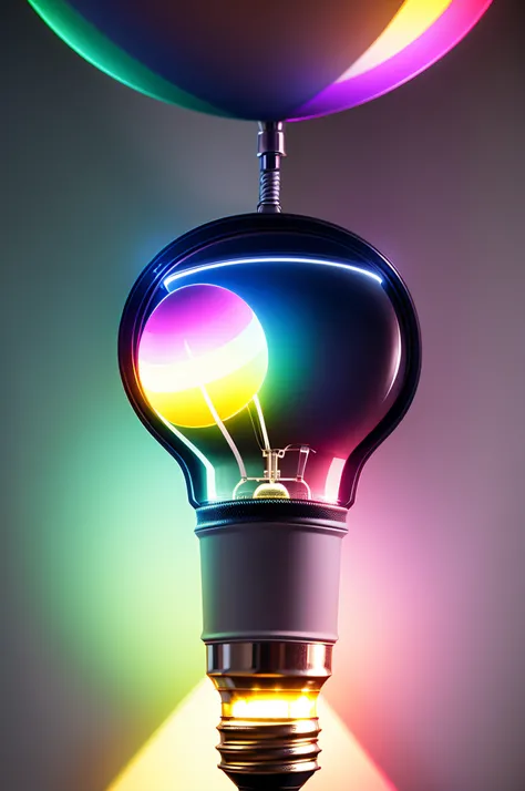 Change the above light bulb into rainbow colors in 8K quaity