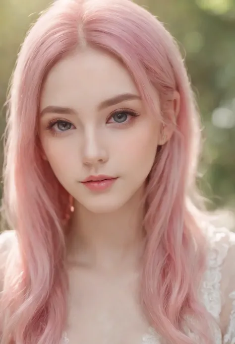 beautiful portrait painting of an anime girl, cute, pink hair, symmetrical face, symmetrical eyes, two identical symmetrical eyes, portrait, beautiful girl, artstation, trending on artstation, gorgeous, smooth skin, cutie, long hair, fantasy style, pastel ...