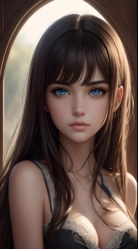 A stunningly realistic illustration with increased resolution and 8K quality, showcasing a solo girl with beautiful and detailed eyes gazing directly at the viewer.