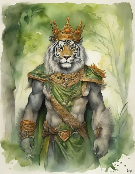 Avatar only，The king with the crown，Green skin, dramatic  lighting, Detailed hair and fur texture, There is a strong look in the eyes, Pay attention to muscles and realistic facial expressions, Impressive shadow and light treatment, Mysterious and atmosphe...