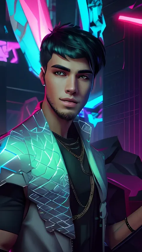 Change background cyberpunk handsome boy realistic face