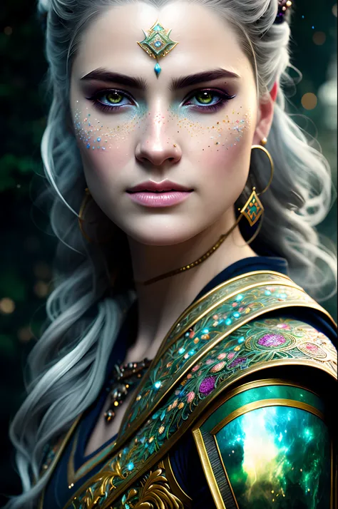 Realistic role-playing face portrait painting of a beautiful rpg champion, pastel color, intricate details, fantasy, universe, intricate magical embroidery, very detail hair, very detail eyes, intense face, [elden ring|d &amp; d] concept art, rpg portrait,...