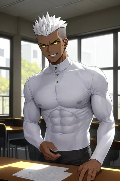 TAN SKIN, Teenage MAN, boy, (masterpiece, best quality), KujouCSA, break, 1boy, (Teenager), 15 years old, (((15 YEARS))) high school student, alone, tight-fitting long-sleeved shirt, (his prominent abs and pectorals stand out) elegant pants, ((Expensive cl...