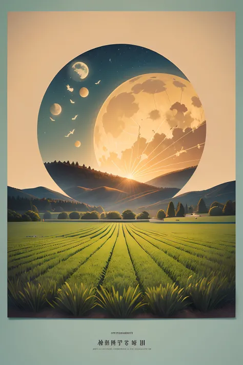 Mid-Autumn Festival，lavoura，field，cultivate，poster for，illustration，Simple