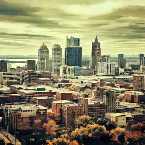 araffature view of a city with a lot of tall buildings, postprocessed, michigan, beautiful cityscape, city in backround, spectacular, super wide view of a cityscape, city view, cityscape, city scape, day cityscape, city in background, busy cityscape, city ...