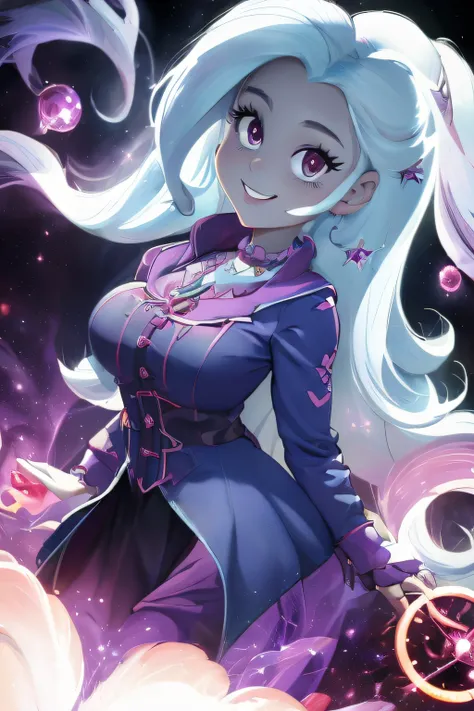 alta calidad, exquisito, beautiful depiction of Trixie Lulamoon as Equestria Girls version of Batman Who Laughs or Batman Dark Metal fused with Doctor Strange Supreme from "Y si," con los ojos rojos y una sonrisa siniestra. Trixie Lulamoon es retratada en ...