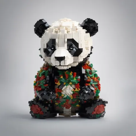 Panda Lego brick toy, Centered, Looking at the camera, Facing the camera, nearing perfection, Dynamic, Highly detailed, smooth, Sharp focus, 8K, high definition resolution, illustration, Art by Carne Griffiths and Wadim Kashin, White background