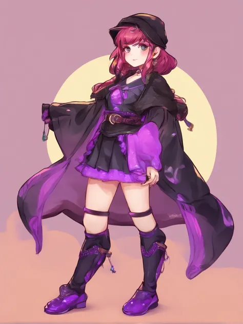 Halfling, Wearing Stylish Black Dress, shiny black, purple glow, beautiful, masterpiece, best quality