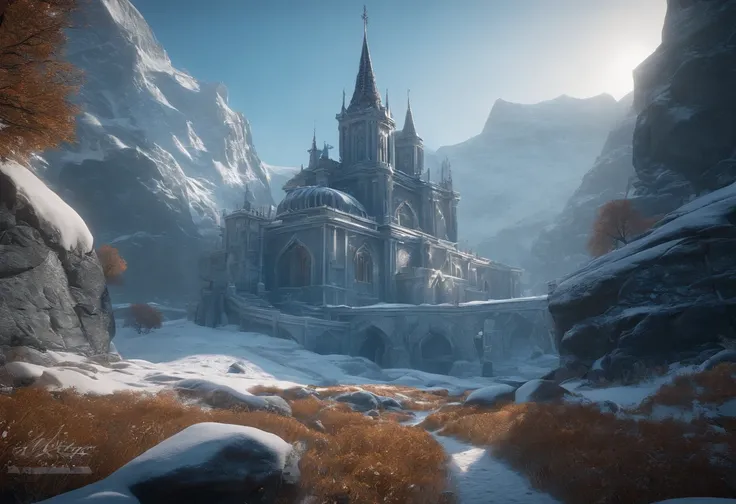 frost land, frost kingdom, stunning, cinematic lighting, unreal engine, trending on ArtStation, intricate details, masterpiece, best quality, by Irakli Nadar, Greg Rutkowski，(((best quality))),(((ultra detailed))),(((masterpiece)))