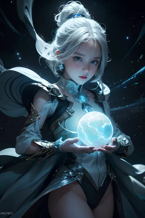 1 amorphous child shape composed of light, white, supernova, stars, creation, dancing, stardust, joy, abstract, chaos, stunning, cinematic lighting, unreal engine, trending on ArtStation, intricate details, masterpiece, best quality, by Irakli Nadar, Greg ...