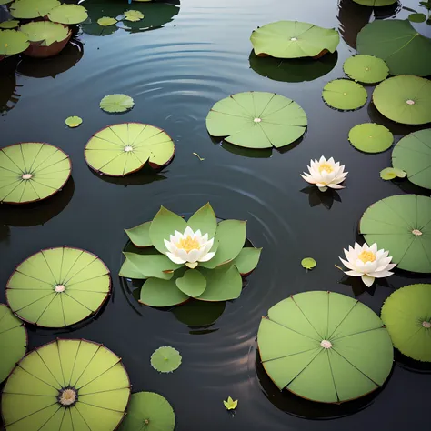 Summer pond，Lotus leaves flutter，The surface of the lake ripples。Fish frolic freely in the water，Dragonflies fly lightly among the lotus leaves。Cicadas chirp，Reflecting the blue sky and white clouds，Its refreshing。