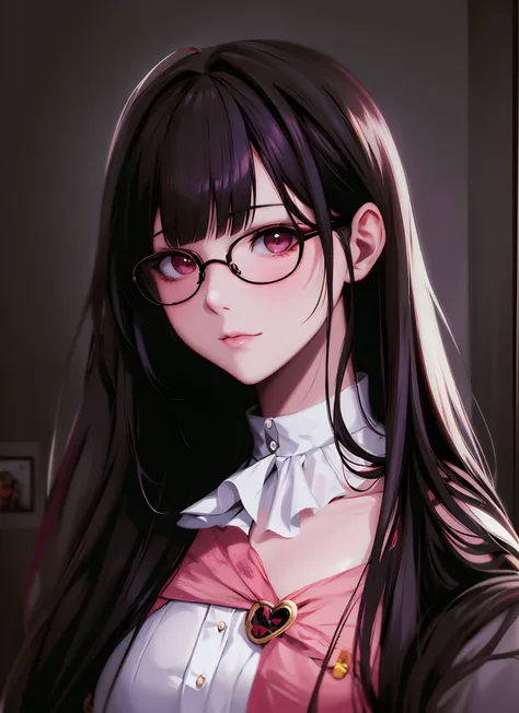 anime girl with long hair and glasses posing for a picture, anime moe artstyle, [ 4 k digital art ]!!, realistic anime artstyle, made with anime painter studio, portrait gapmoe yandere grimdark, digital anime art!!, portrait anime girl, (anime girl), yande...