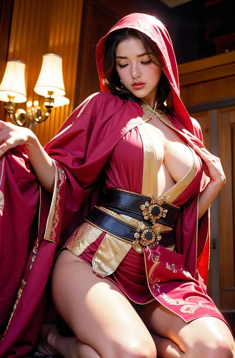 Mabutan Moroccan Islam Sul Ultra Details,modelshoot,One Girl Kneeling,duo,Dynamic Pose,disturbance,(Dream Belt,Dream robes,Awesome ribbon), Touching the chest from below, a 18 year old girl、