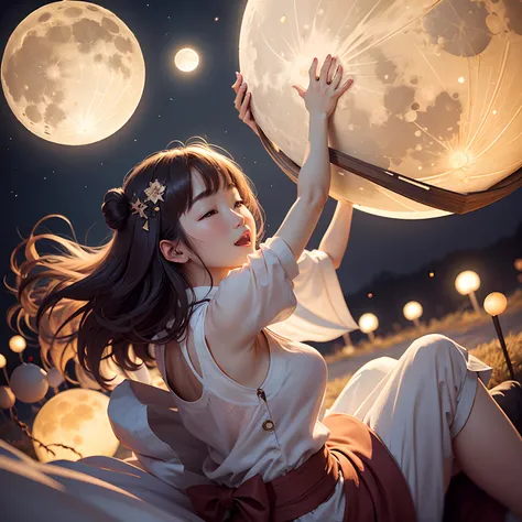 Mid-autumn moon viewing，Full moon reunion，Spend the holidays with joy and joy。