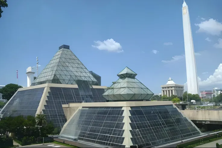 landscapes of the Heroes Monument of Surabaya, Prism-like buildings with 41.15 meters tall of pillar-shaped monument.