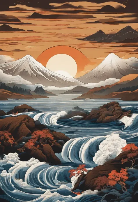 Yamakawa，pecora，rios，Sun，Mountain and Sea Skylark Scroll，Ancient mythology《Mountain and Sea Sutra》，mythological beasts，Epic composition，shadowing，National style