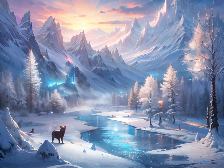 this breathtakingly official concept art was created by mappa studios，majestic scenes depicting frozen rivers during the ice age...