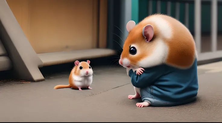 Hamster sitting on the ground