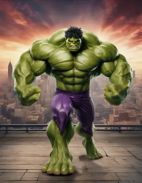 Full body view of the Hulk and Super Saiyan combo，tmasterpiece，high detal，best qualtiy，A high resolution，16k，in a panoramic view，hyper HD：： --v 5