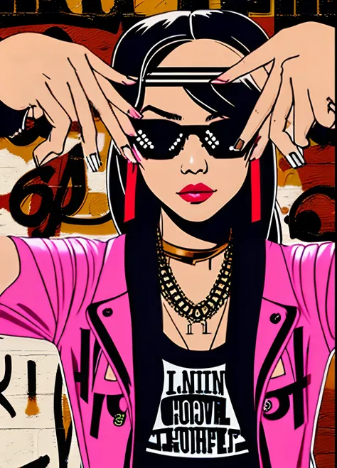 (hip hop scene) a hip hop confidant badass girl graffiti artist DealWithIt 
ais pose