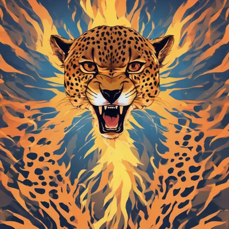 angry cheetah, eyes on fire