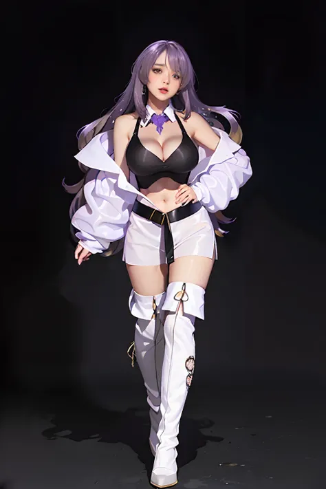 Big tits,(gigantic cleavage breasts:2.0),see-through transparent clothes,purple hair,fullbody view,dakimakura
