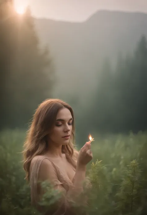 Sexy, smoke weed, natural light, flares, dynamic, 200mm, depth of field, light effect, dramatic, extreme composition, realistic, intricate detail, cinematic shot, cinematic lighting, photography lighting, lightroom gallery, after effect, behance photograph...