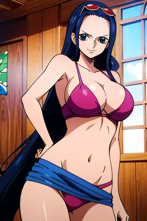 Robin de One Piece, Pose sexy, Y si , Elly, 8k, anime, ribera, Gran Theta, grande, ojos azules, senos, bikini