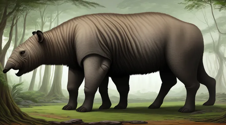 Show an artistic interpretation of a Deinotherium giganteum with its prominent trunk-like feature.