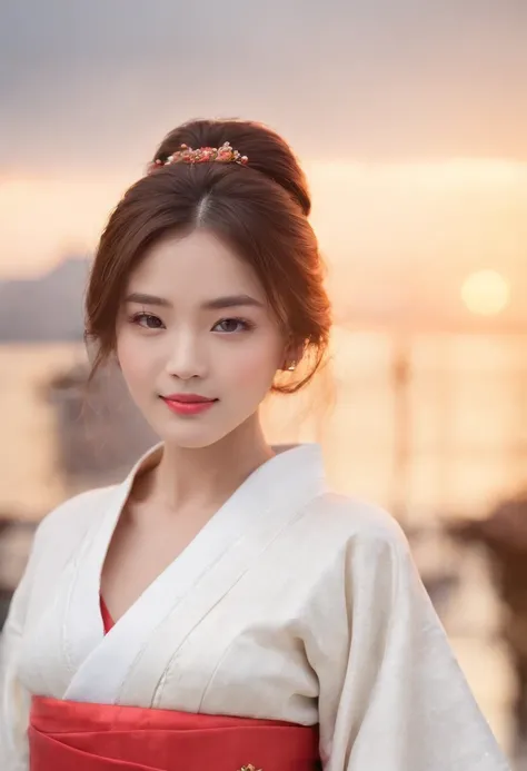 (((top quality, 8k, masterpiece))), crisp focus, (beautiful woman with perfect figure), slender, (hairstyle: up)), ((kimono: Kara)), street: 1.2 Highly detailed face and skin texture Detailed eyes Double eyelids random posture, (smile),super cute Japan per...