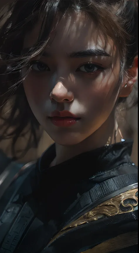 best quality, realistic, close up of a person holding a sword and a sword, guweiz artwork, detailed eyes and face, long eyelashe...