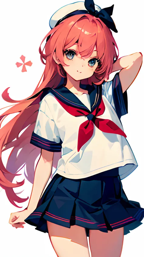 1 cute girl, Original Character, the whole body，Short Sailor suit, Skirt.