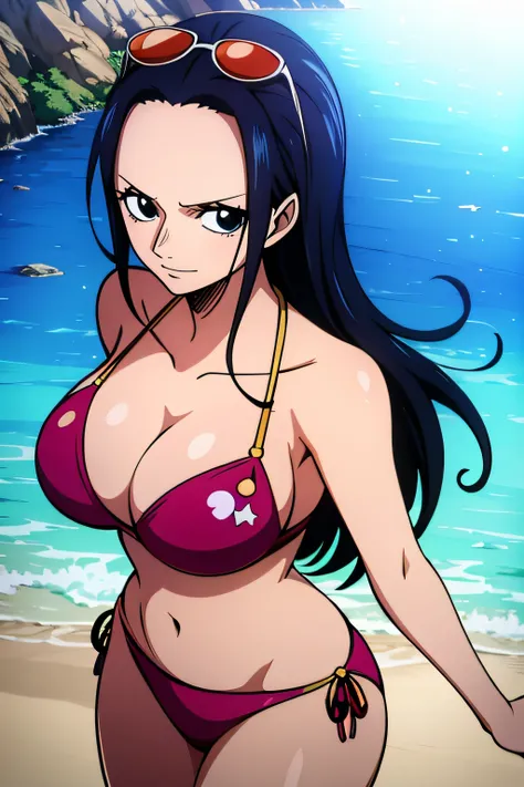 Robin de One Piece, Pose sexy, Y si , Elly, 8k, anime, ribera, Gran Theta, grande, ojos azules, senos, bikini