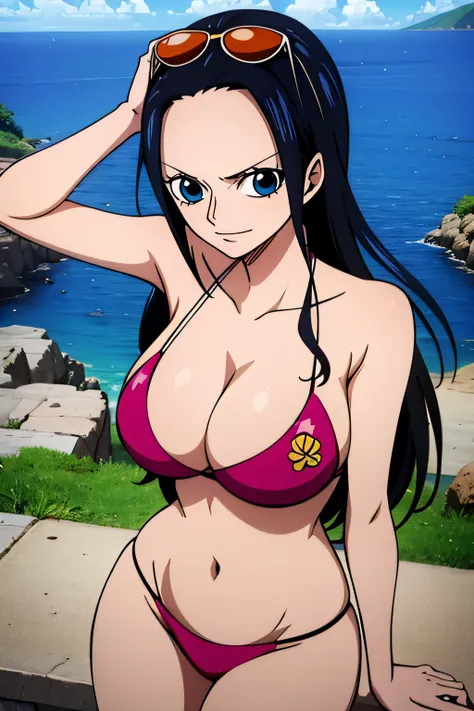 Robin de One Piece, Pose sexy, Y si , Elly, 8k, anime, ribera, Gran Theta, grande, ojos azules, senos, bikini