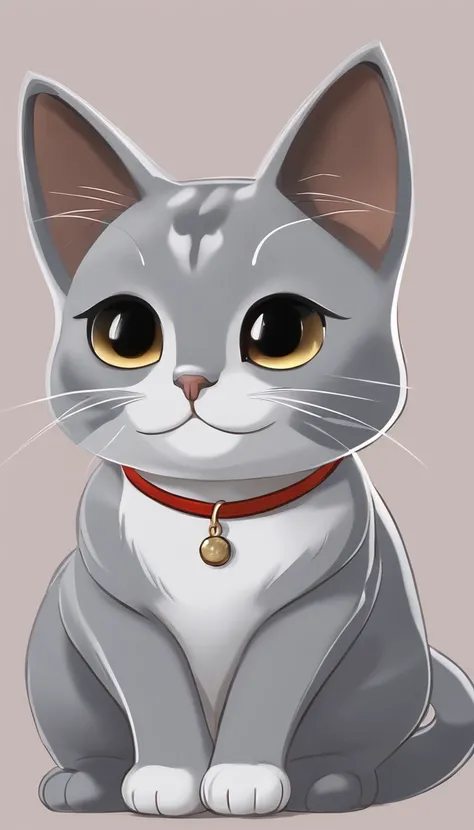 Cute gray cat, looking at the camera, Tamagoji style, Mochi style, 3d style, 10, 10, hard disk, Clear background, chibi style