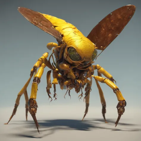 "(best quality,4k,8k,highres,masterpiece:1.2),ultra-detailed,(realistic,photorealistic,photo-realistic:1.37),close-up shot,alien creature,gotcha,yellow,fierce,extraterrestrial insect,mechanical space bug,insectoid,Chitinous,giant sharp fangs,Swarm-like,bio...