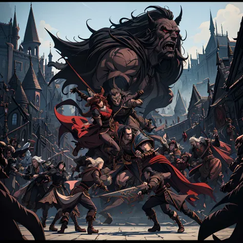 Castlevania Shadow Lord hyper realistic super detailed Dynamic poster advertising centerpiece scene hyper realistic super detailed faces hyper realistic super detailed poses correct Anatomy different poses different angle of view Different scenes