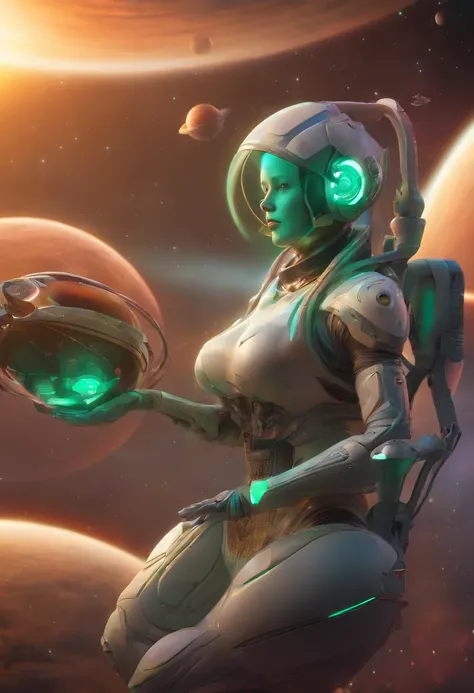 Huge boobs, big breast, alien, space, spaceship, planets, thicc